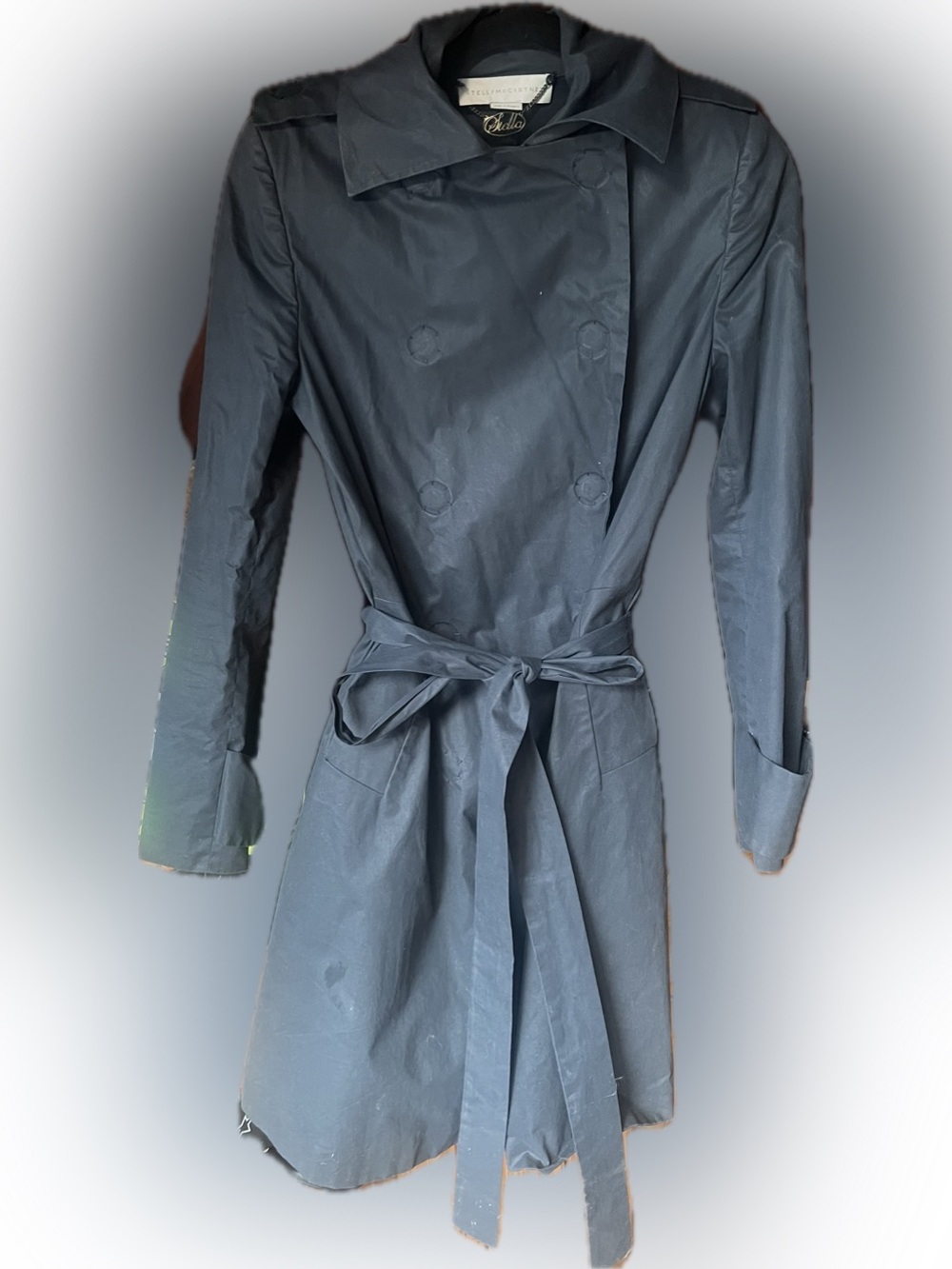 Stella McCartney Black Double-Breasted Trench Coat with Waist Tie